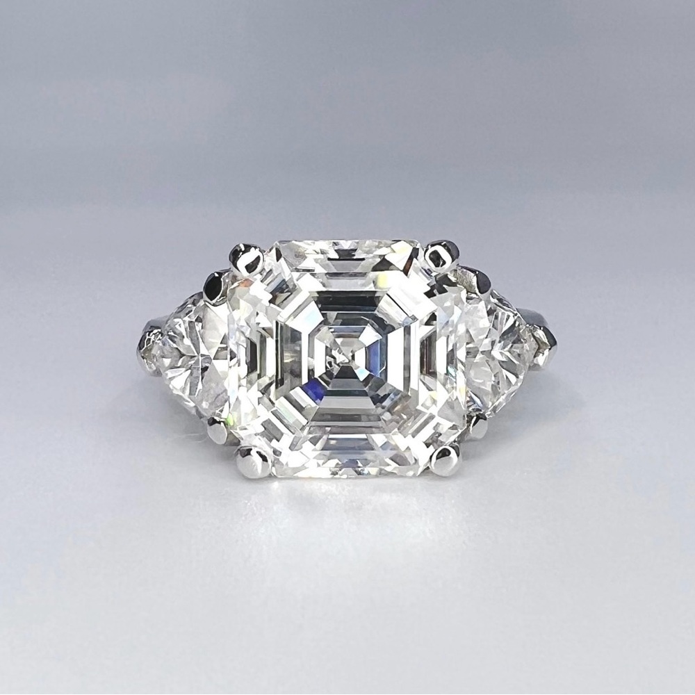 NWOT Asscher & Trillion Moissanite Ring in 14K White Gold
